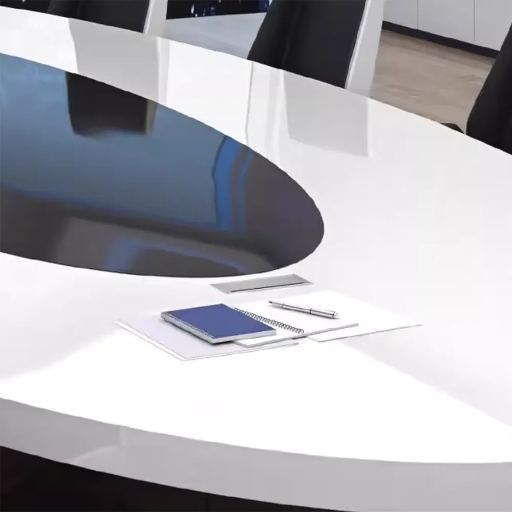 Modern White Lacquered Oval Conference Table - Maoters