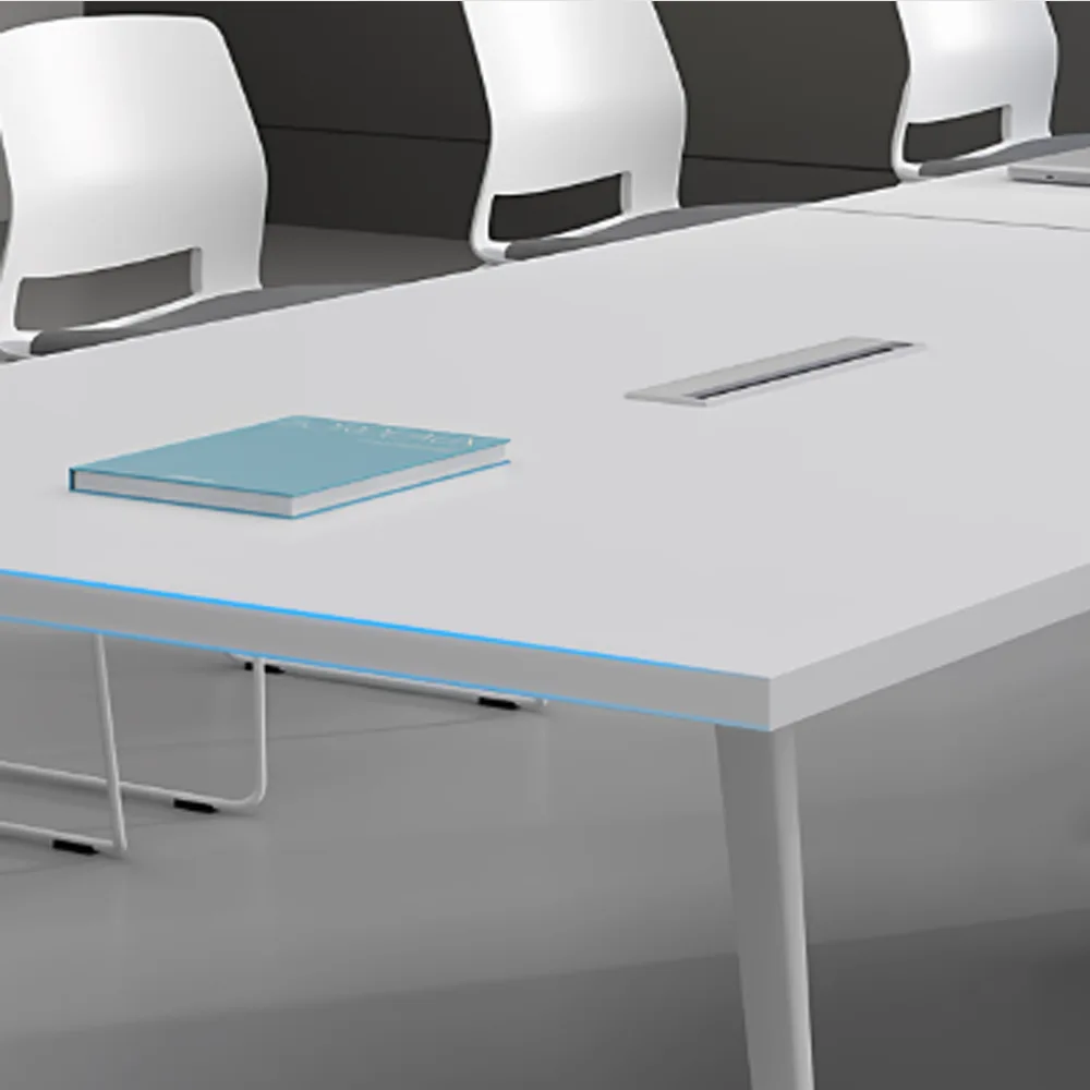 Modern Minimalist White Small Conference Table Set