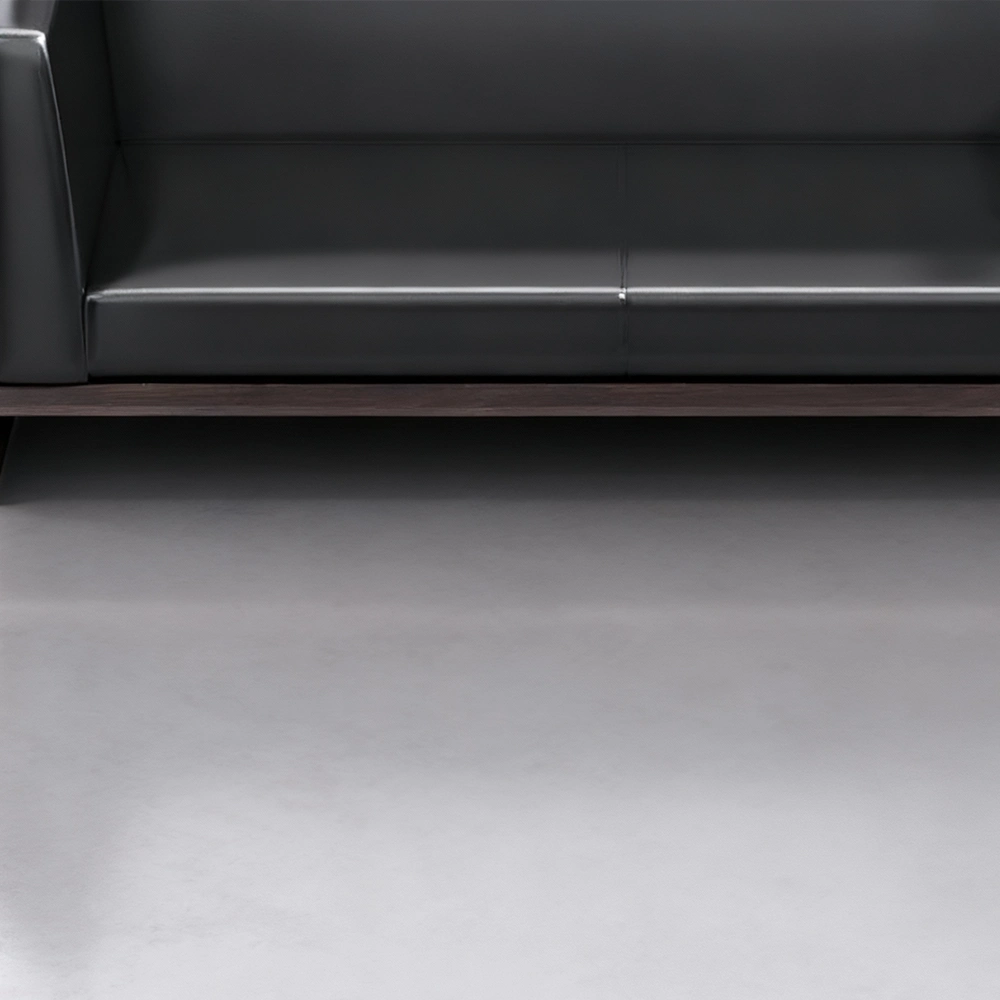 Compact Modern Guest Office Sofa - Genuine Leather, Black