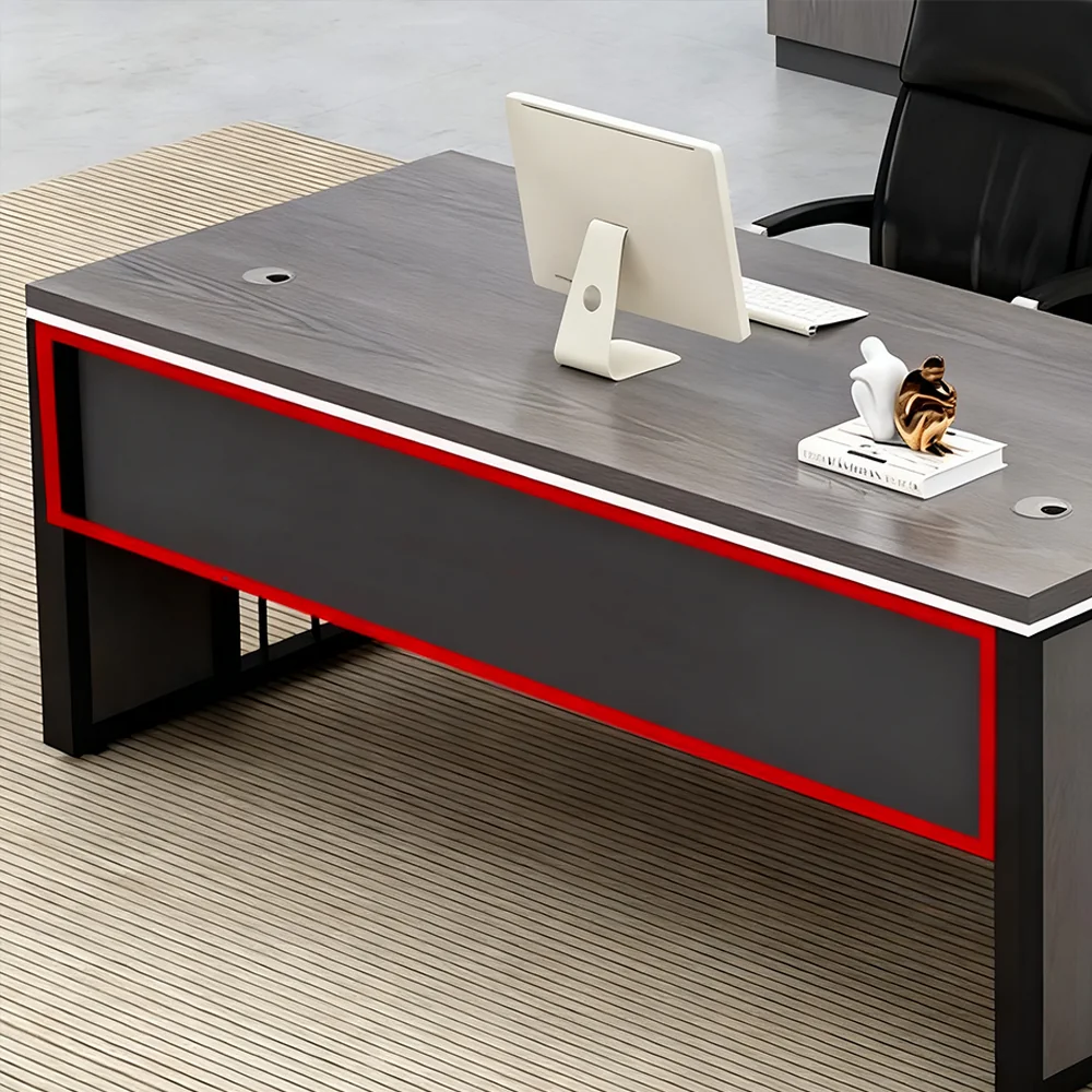Gray Oak Executive Desk - Modern Office Furniture