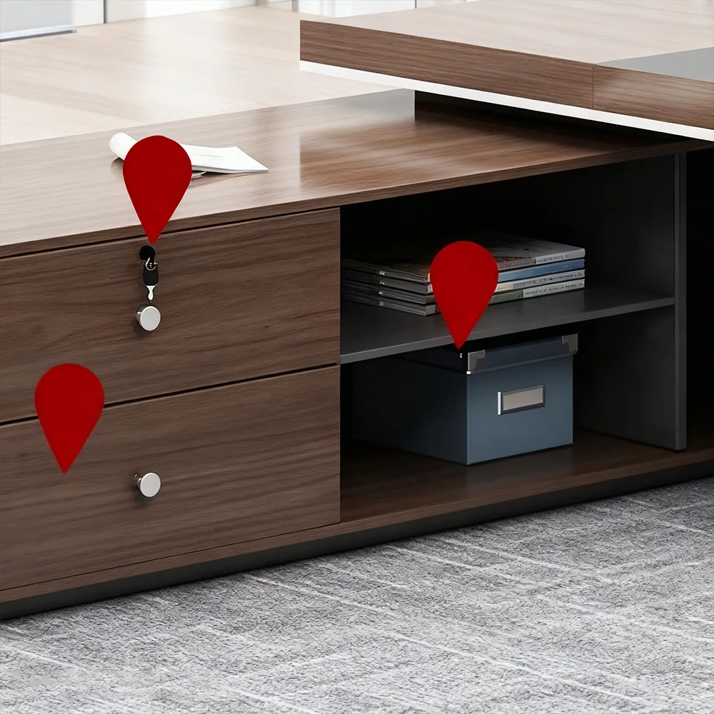 L Shaped Desk with Cabinet Storage - Maoters