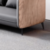 Gray Wood Grain Leather Sofa - Modern Business Reception