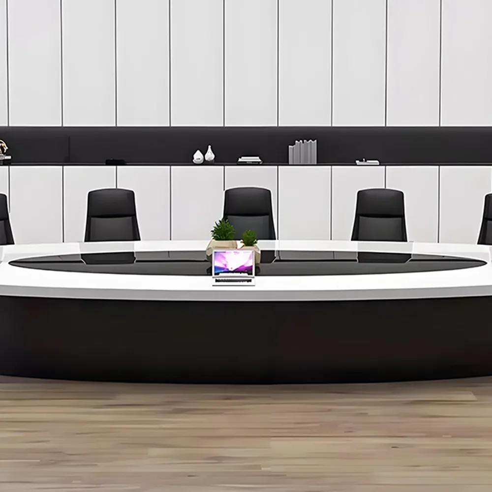 Modern White Lacquered Oval Conference Table - Maoters