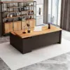 Industrial-Style Solid Wood Executive Desk - Maoters