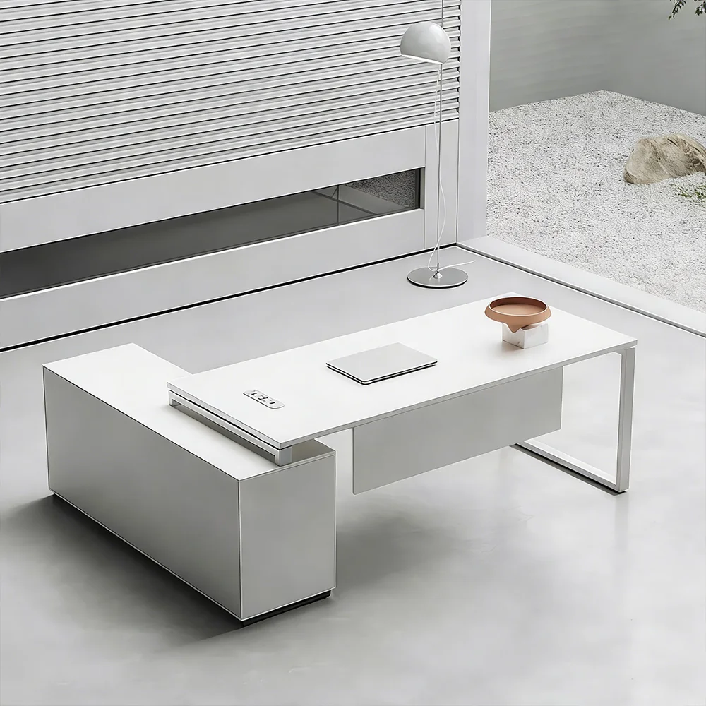 Modern Minimalist White Executive Desk - Perfect Fit