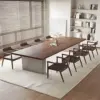 Modern Solid Wood Conference Table - Walnut Color