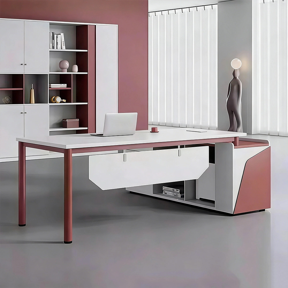 Modern Minimalist Red Executive Desk - Maoters