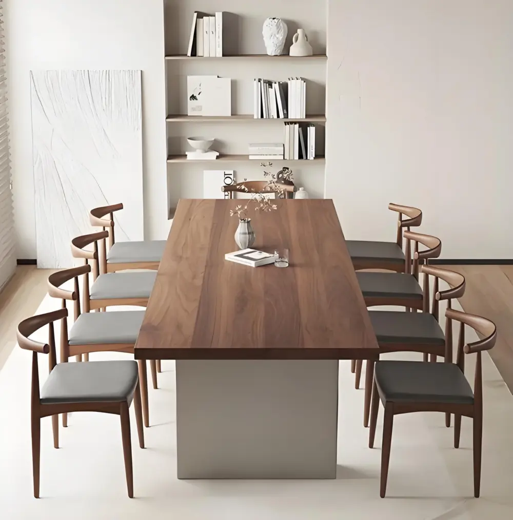 Modern Solid Wood Conference Table - Walnut Color
