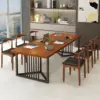Nordic Modern Solid Wood Conference Table  Industrial Style Office Long Table