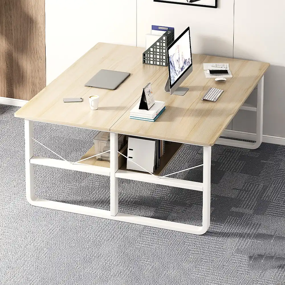 Simple Office Desk with Partition, Customizable Bracket