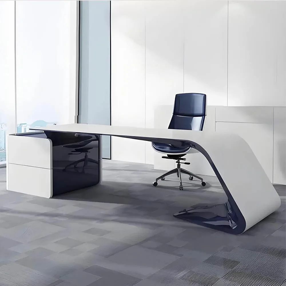 Modern White Manager Desk - Stylish Lacquered Office Modern White Manager Desk - Stylish Lacquered Office