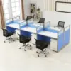 Simple Modern Desk & Chair Set - Blue, Four Seater