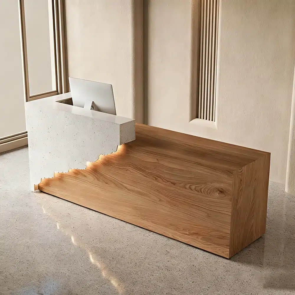 Solid Wood Corporate Office Reception Desk