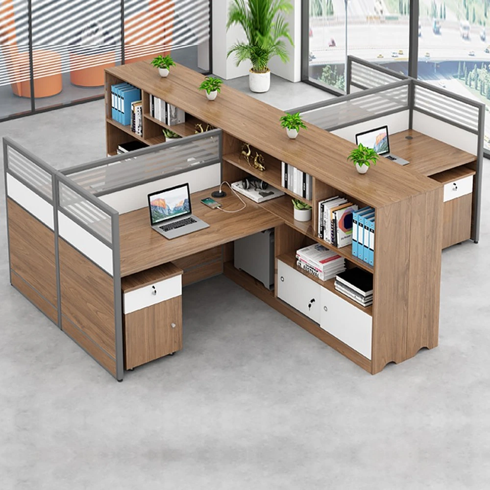 Modern Simple Partitioned Multiperson Staff Desk - Maoters