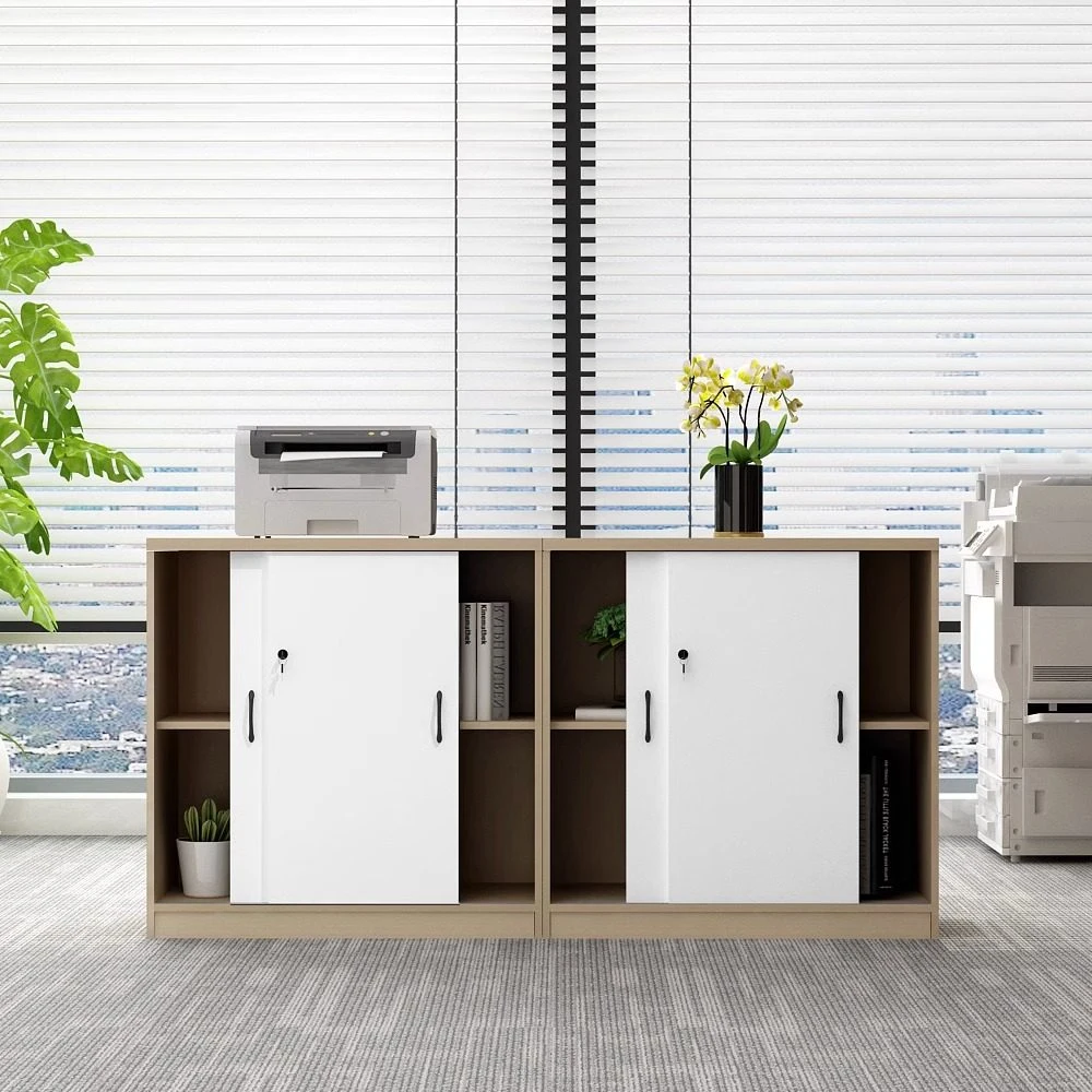 Office Storage Cabinet - Wooden Sliding Doors