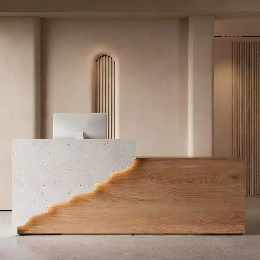 Solid Wood Corporate Office Reception Desk