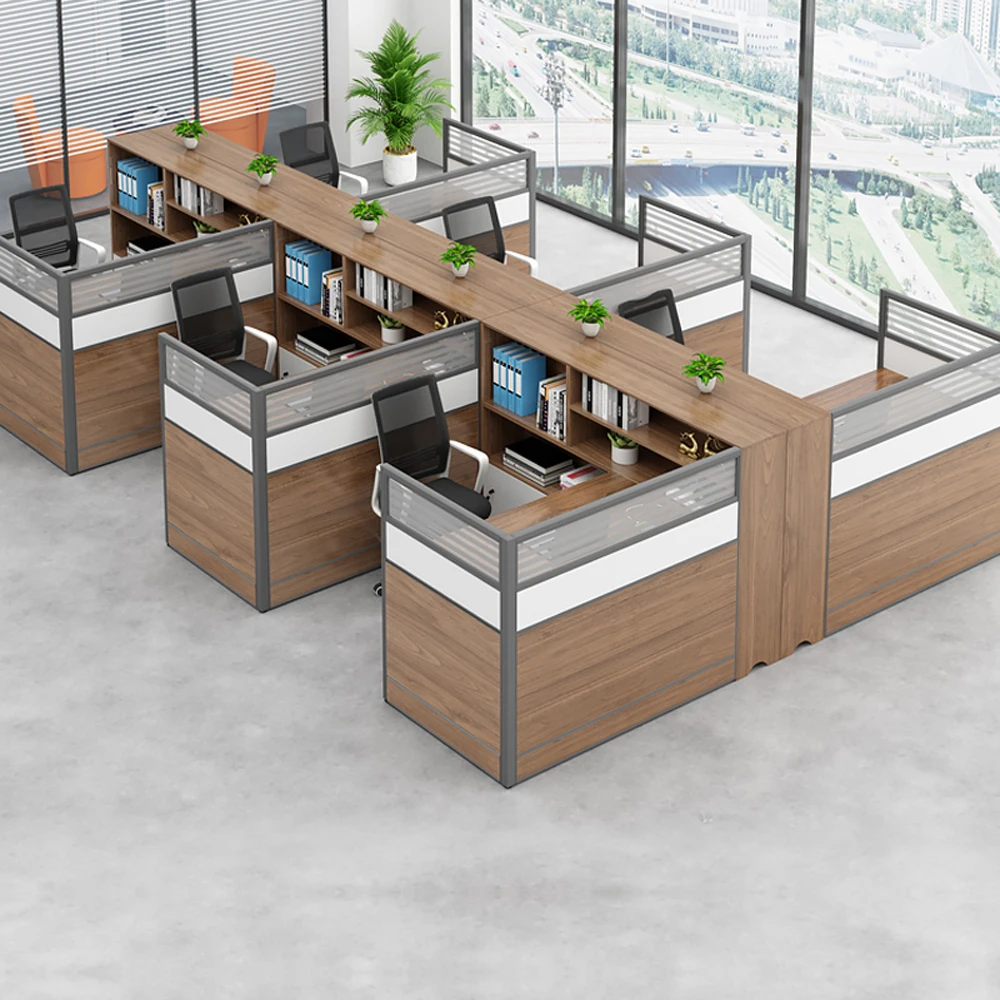 Modern Simple Partitioned Multiperson Staff Desk - Maoters