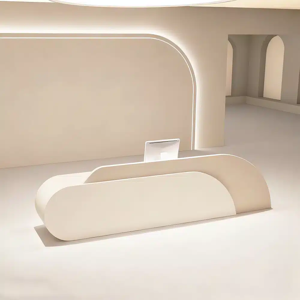 Stylish Curved Cashier Counter for Beauty Salons