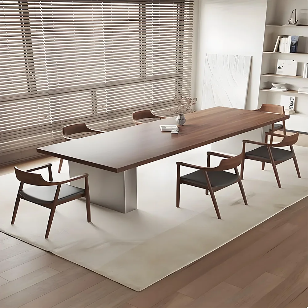 Modern Solid Wood Conference Table - Walnut Color