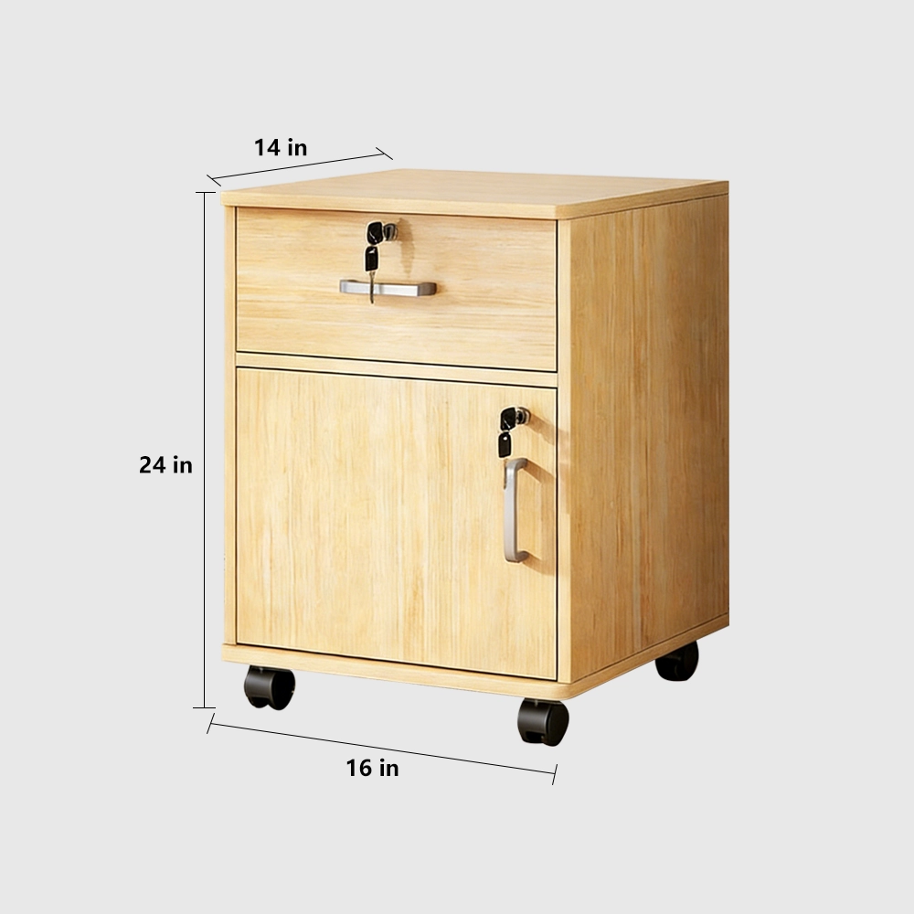 Wooden Office File Cabinet with Lock - Maoters