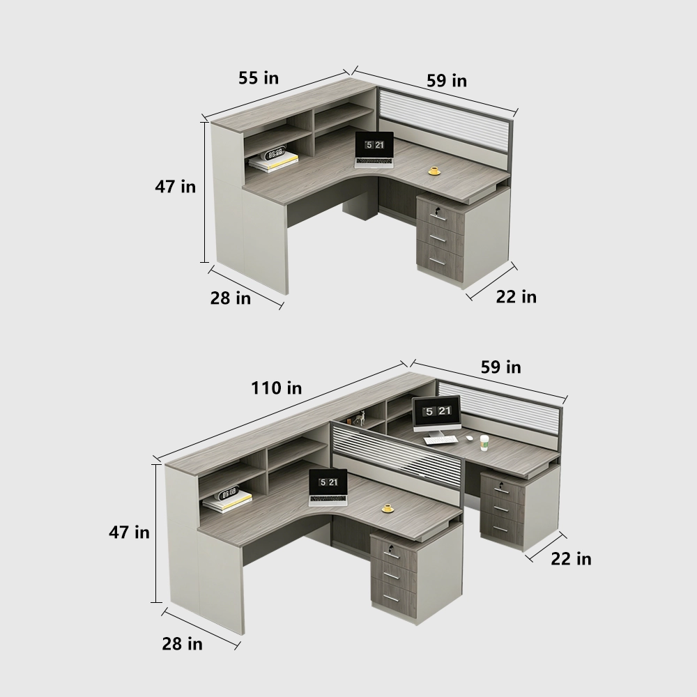 Minimalist Desk with Screen Dividers