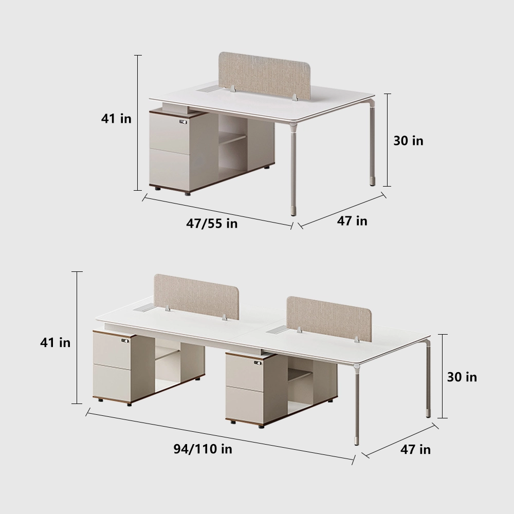 Modern Minimalist Staff Desk with Lock & Partition