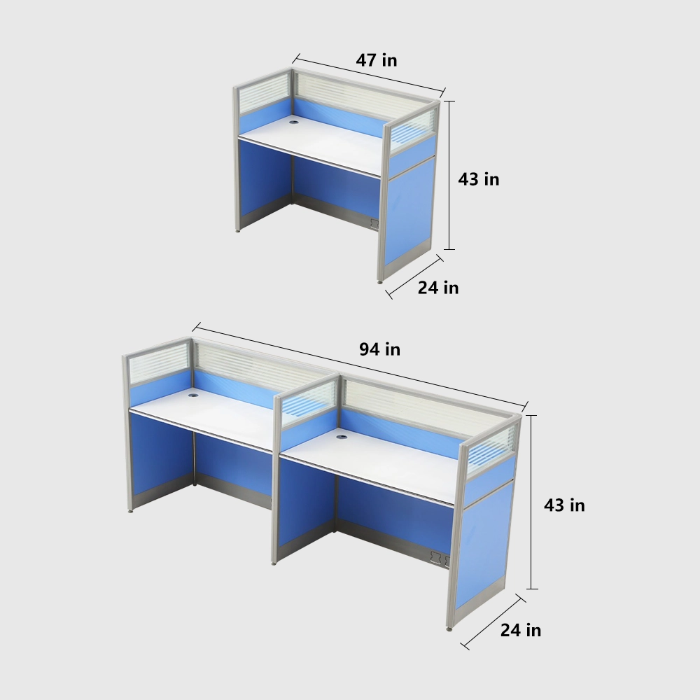 Simple Modern Desk & Chair Set - Blue, Four Seater