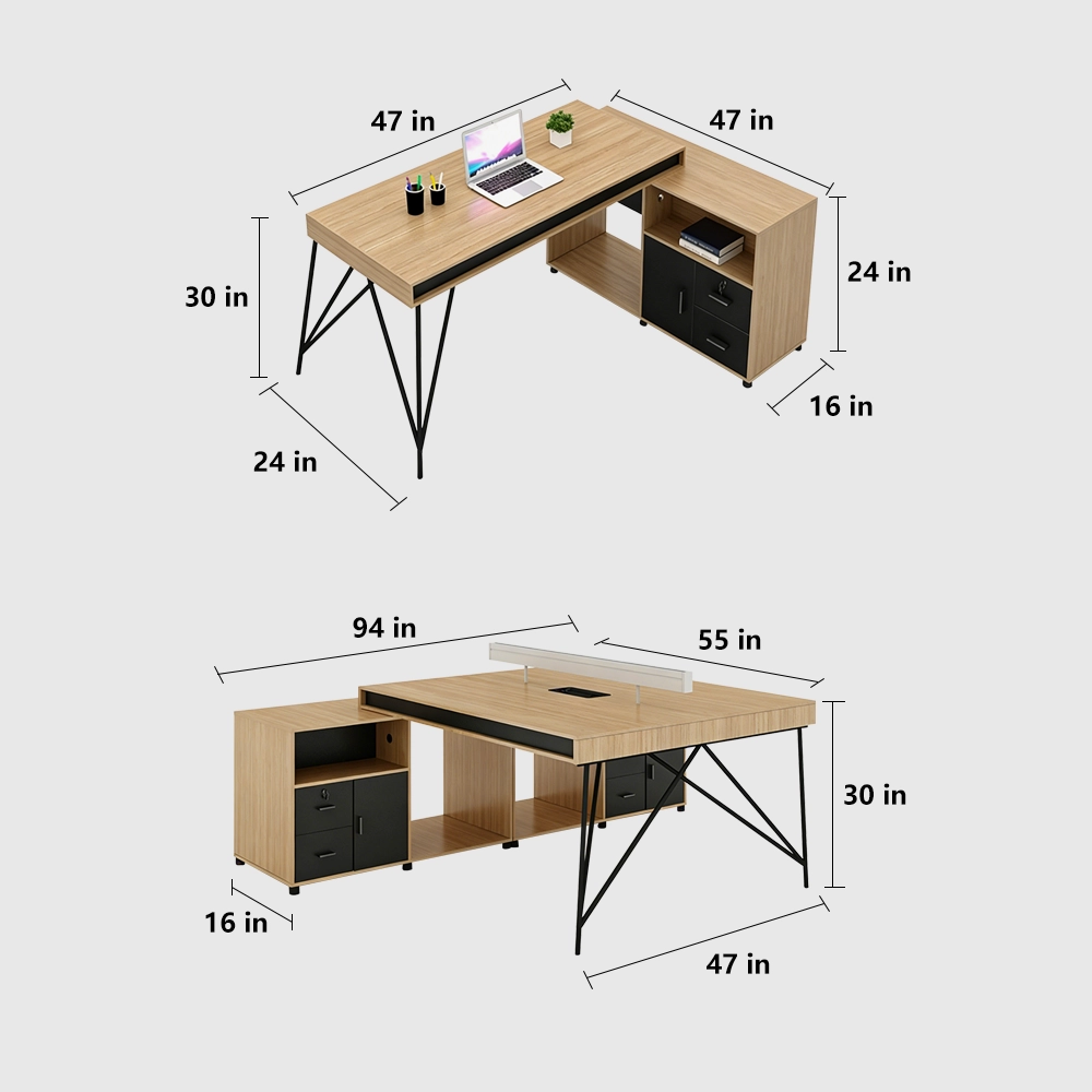 Simple Staff Desk, Free Combination - Steel Legs