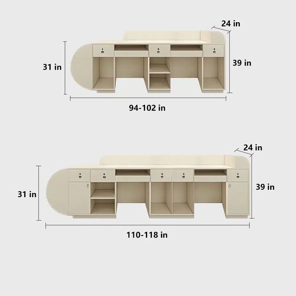 Curved Front Reception Desk - Stylish Cashier Solution Curved Front Reception Desk - Stylish Cashier Solution