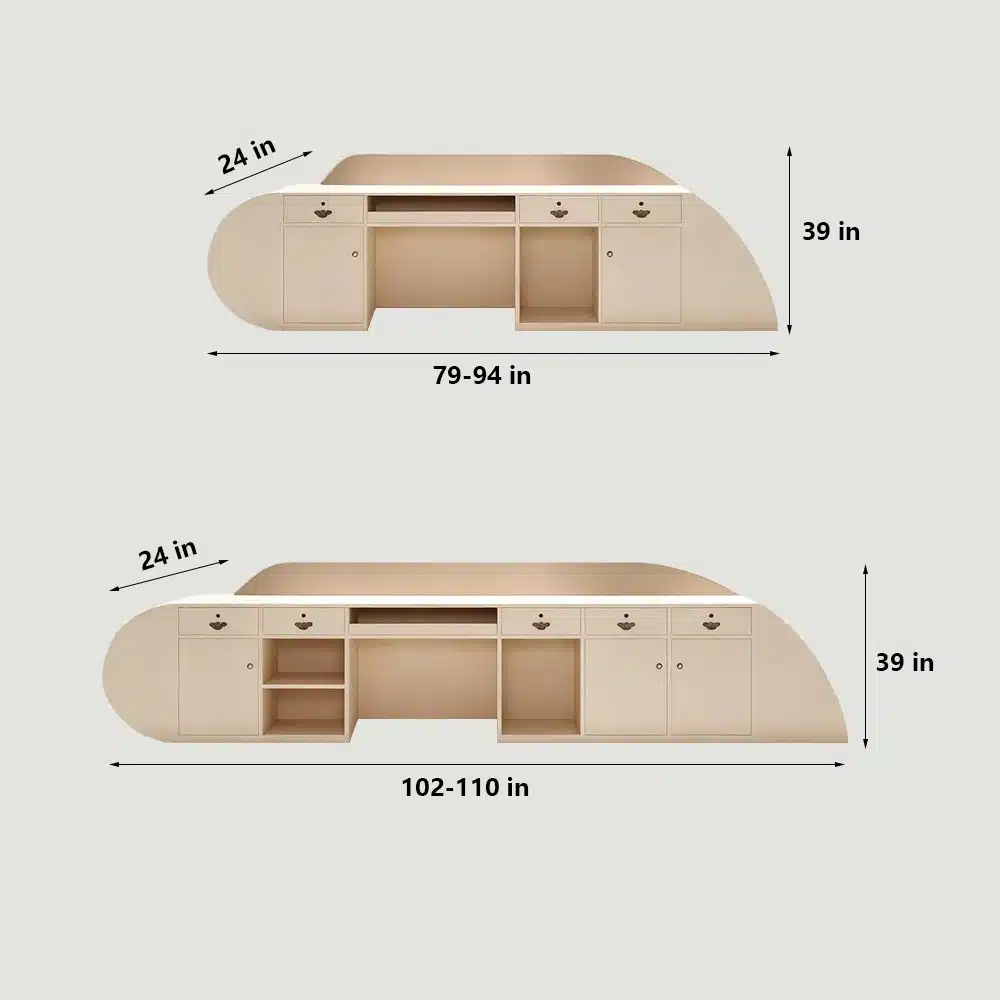 Stylish Curved Cashier Counter for Beauty Salons Stylish Curved Cashier Counter for Beauty Salons