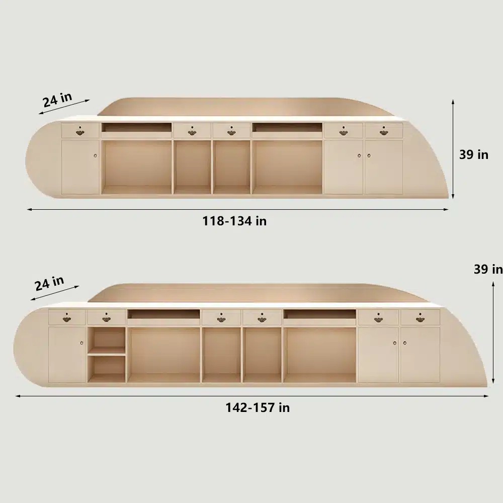 Stylish Curved Cashier Counter for Beauty Salons