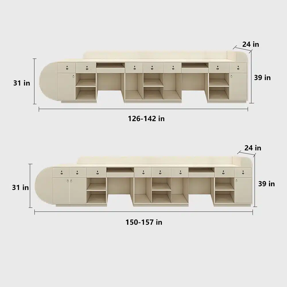 Curved Front Reception Desk - Stylish Cashier Solution Curved Front Reception Desk - Stylish Cashier Solution