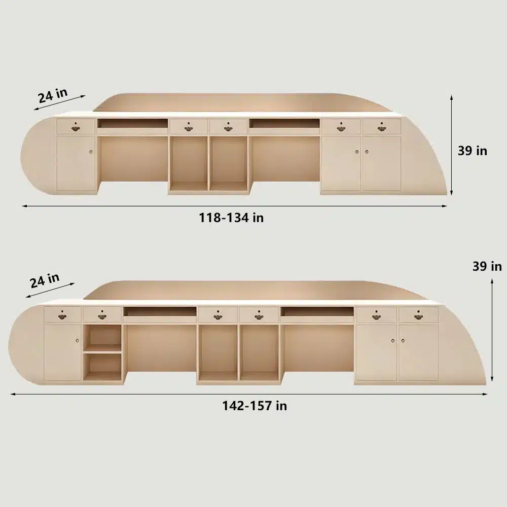 Stylish Curved Cashier Counter for Beauty Salons Stylish Curved Cashier Counter for Beauty Salons