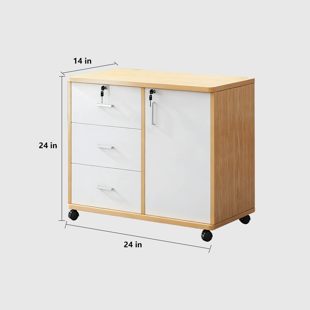 Wooden Office File Cabinet with Lock - Maoters