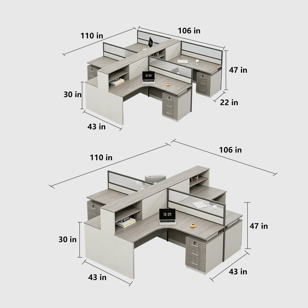 Minimalist Desk with Screen Dividers