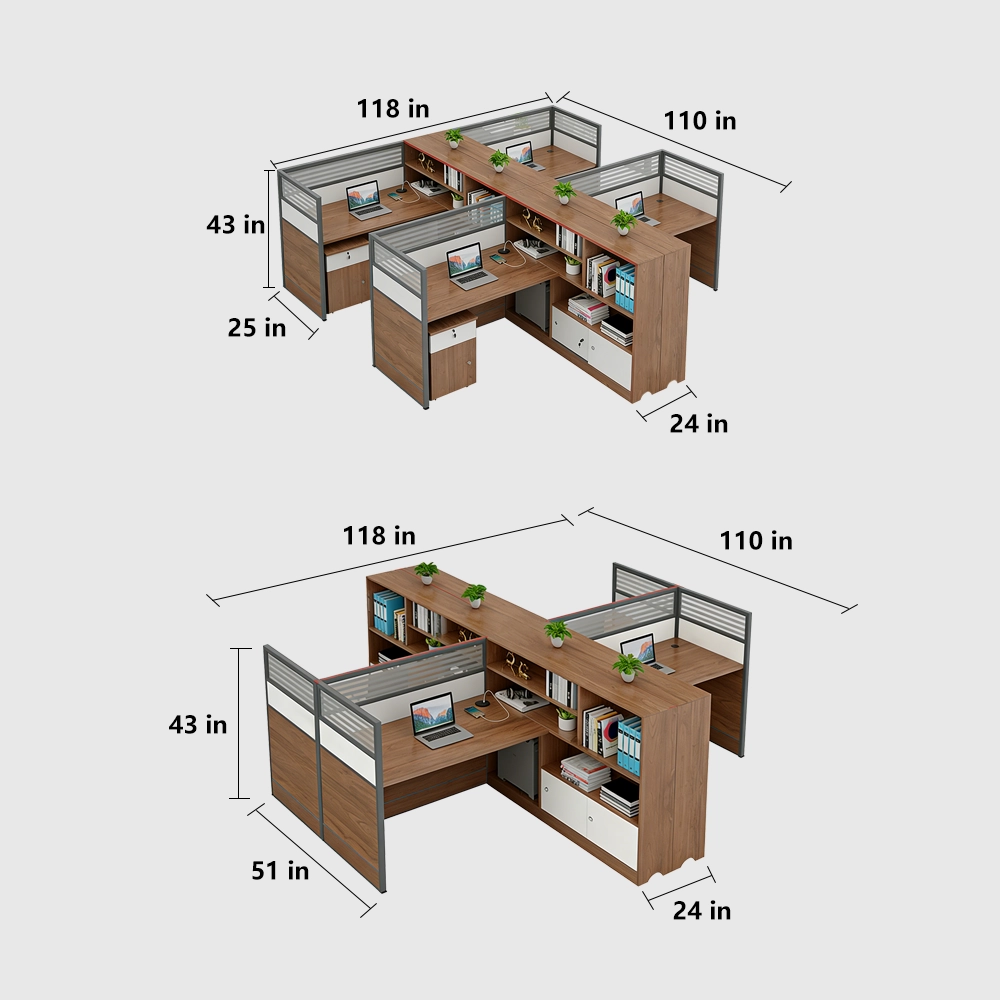 Modern Simple Partitioned Multiperson Staff Desk - Maoters