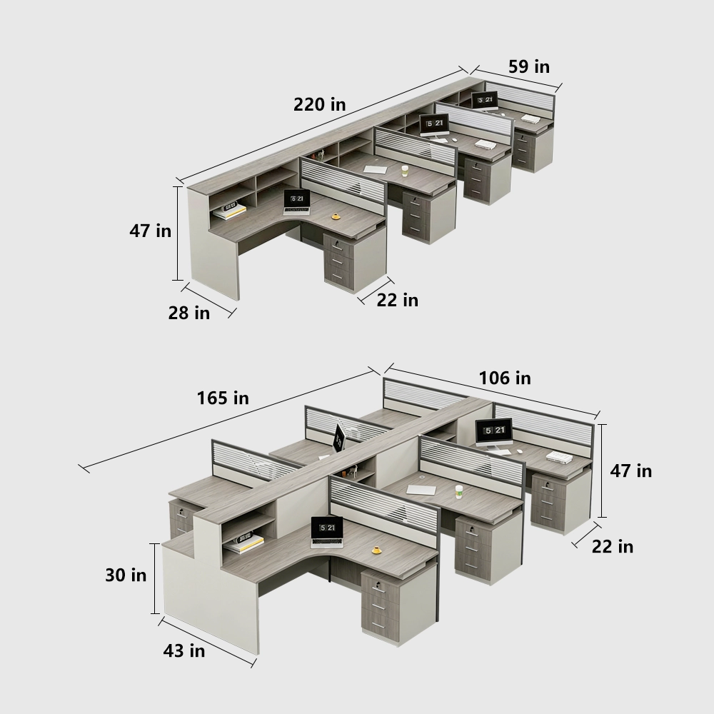 Minimalist Desk with Screen Dividers