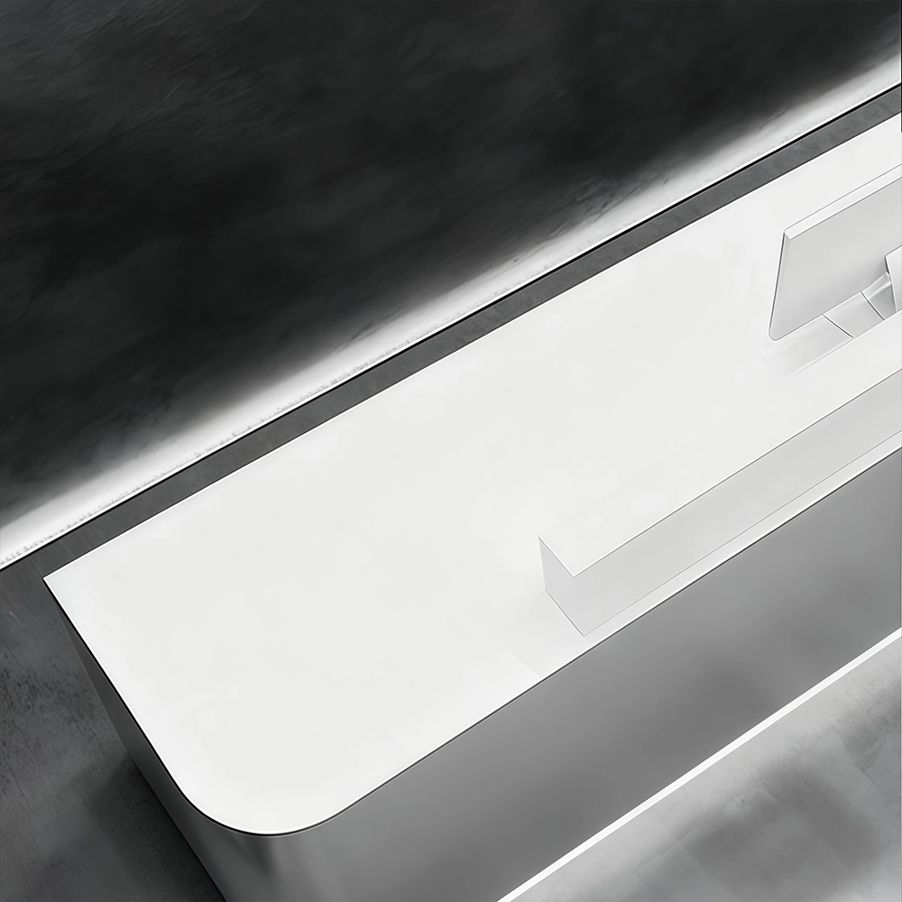 Modern Stainless Steel Front Desk – Sleek & Sturdy Modern Stainless Steel Front Desk - Sleek & Sturdy