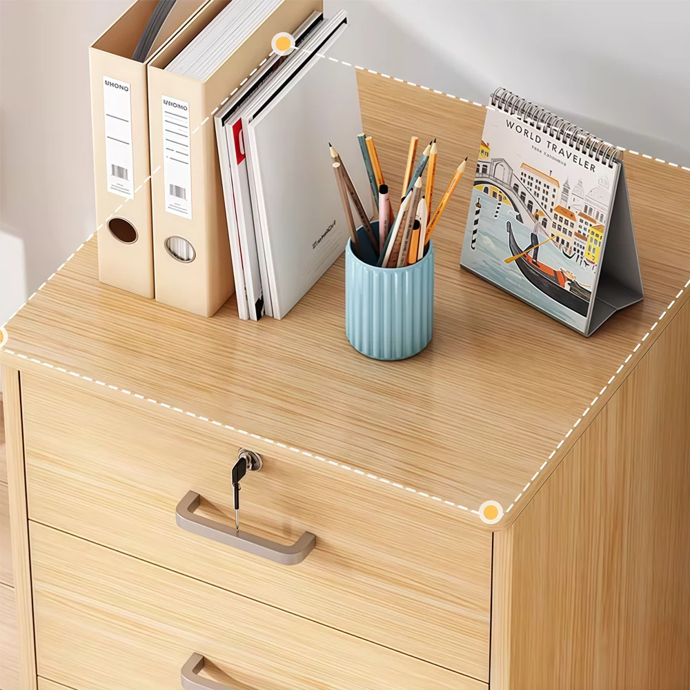 Wooden Office File Cabinet with Lock - Maoters