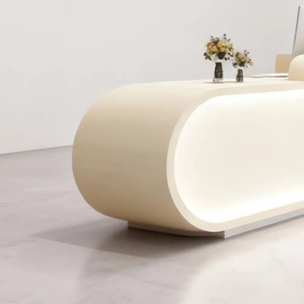 Curved Front Reception Desk - Stylish Cashier Solution Curved Front Reception Desk - Stylish Cashier Solution
