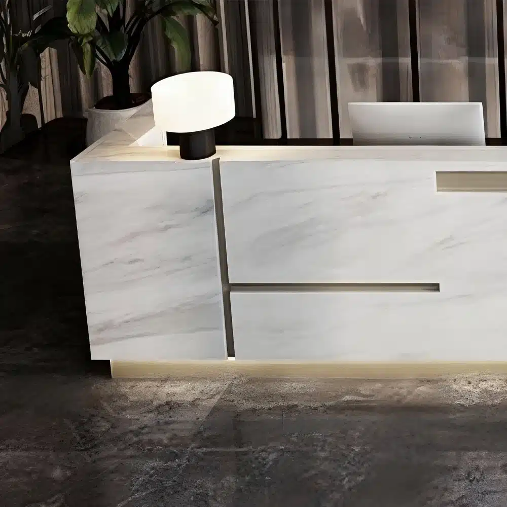 Imitation Marble Pattern Front Desk - Elegant Service Desk Imitation Marble Pattern Front Desk - Elegant Service Desk