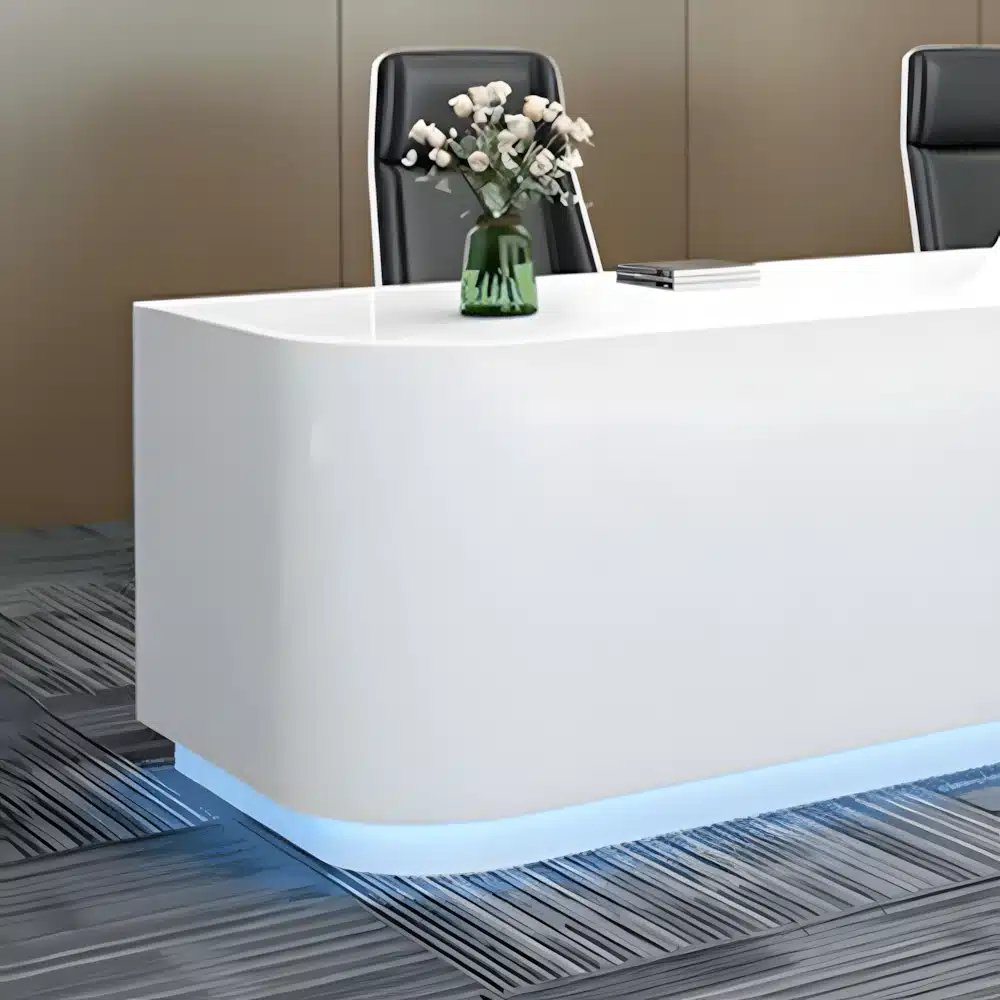Lacquered Curved Company Reception Desk Lacquered Curved Company Reception Desk