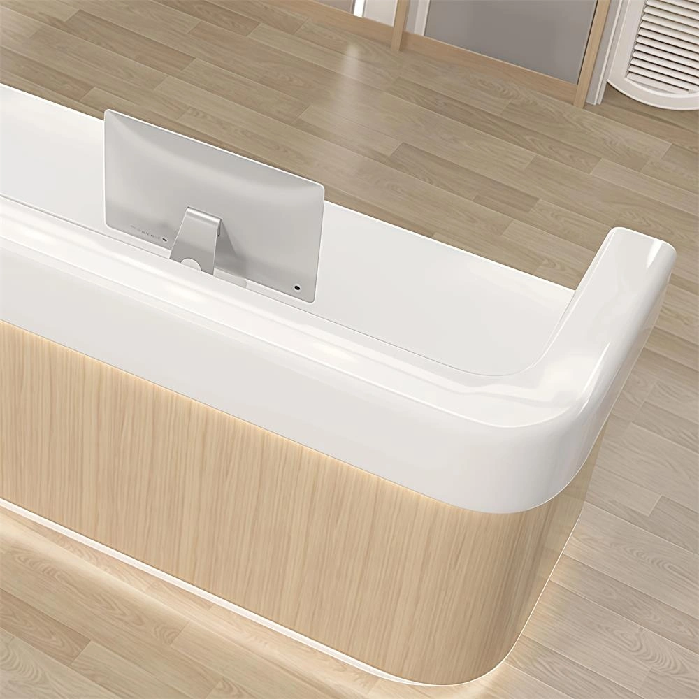 Modern Simple Wood Grain Reception Desk - Maoters