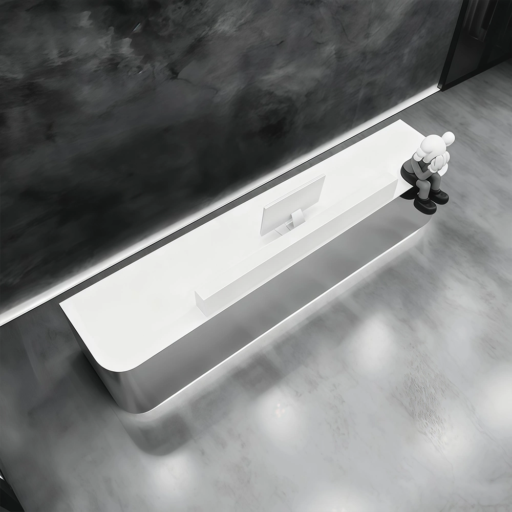 Modern Stainless Steel Front Desk – Sleek & Sturdy Modern Stainless Steel Front Desk - Sleek & Sturdy