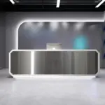 Sleek Stainless Steel Reception Desk - Enhance Your Space