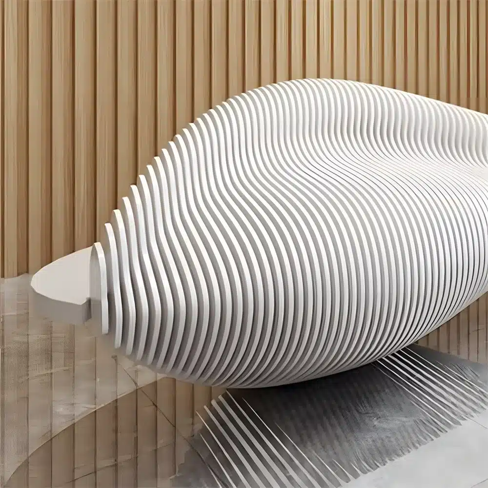 White Lacquer Reception Desk - Curved Front Counter