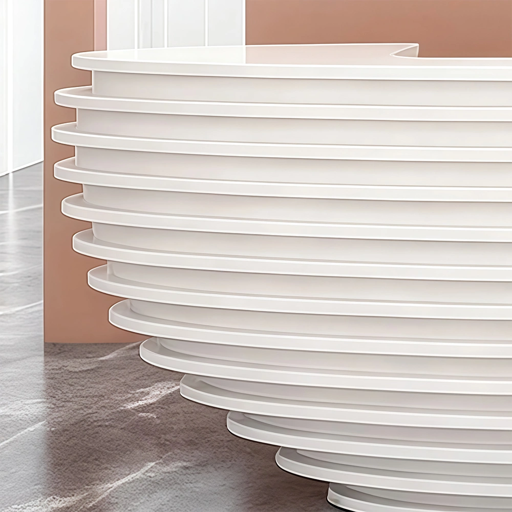 Curved Lacquer Reception Desk - Modern Hotel & Office Counte