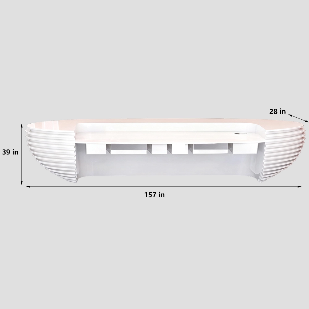 Curved Lacquer Reception Desk - Modern Hotel & Office Counte