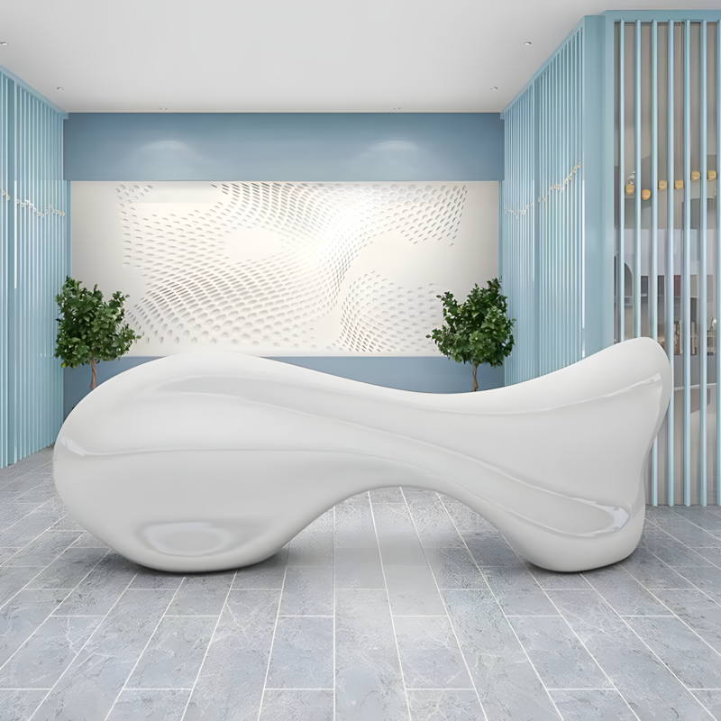 Artistic Reception Desk - Unique Curved Design