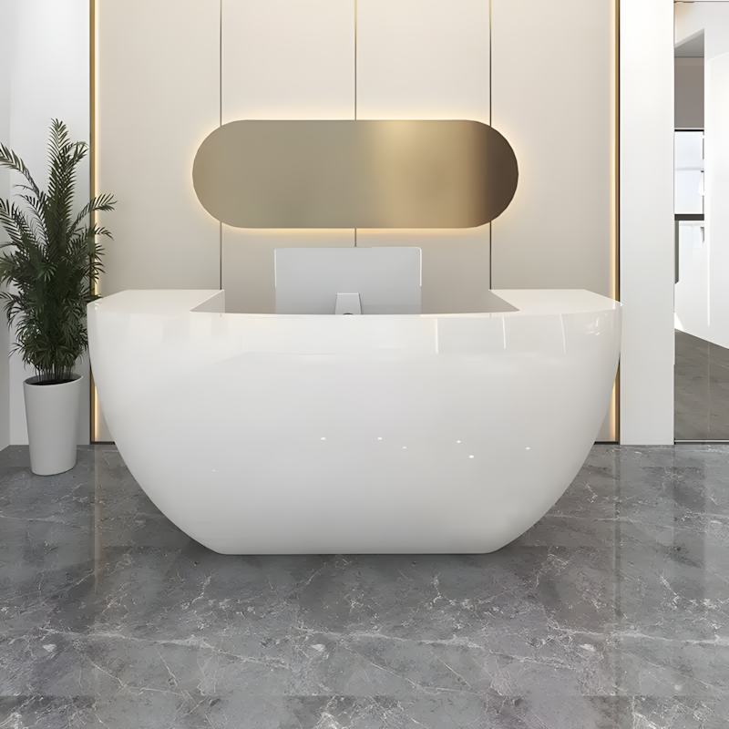 Branding Reception Desk - Sleek Lacquer Design